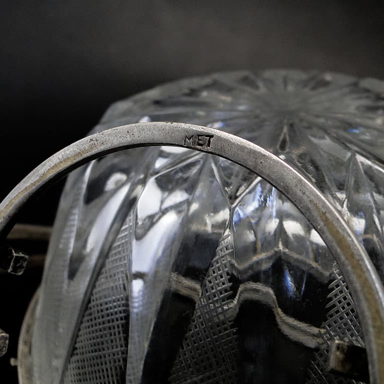 Cukiernica Art Deco, szkło, mosiądz srebrzony, Polska, lata 20. - 188229