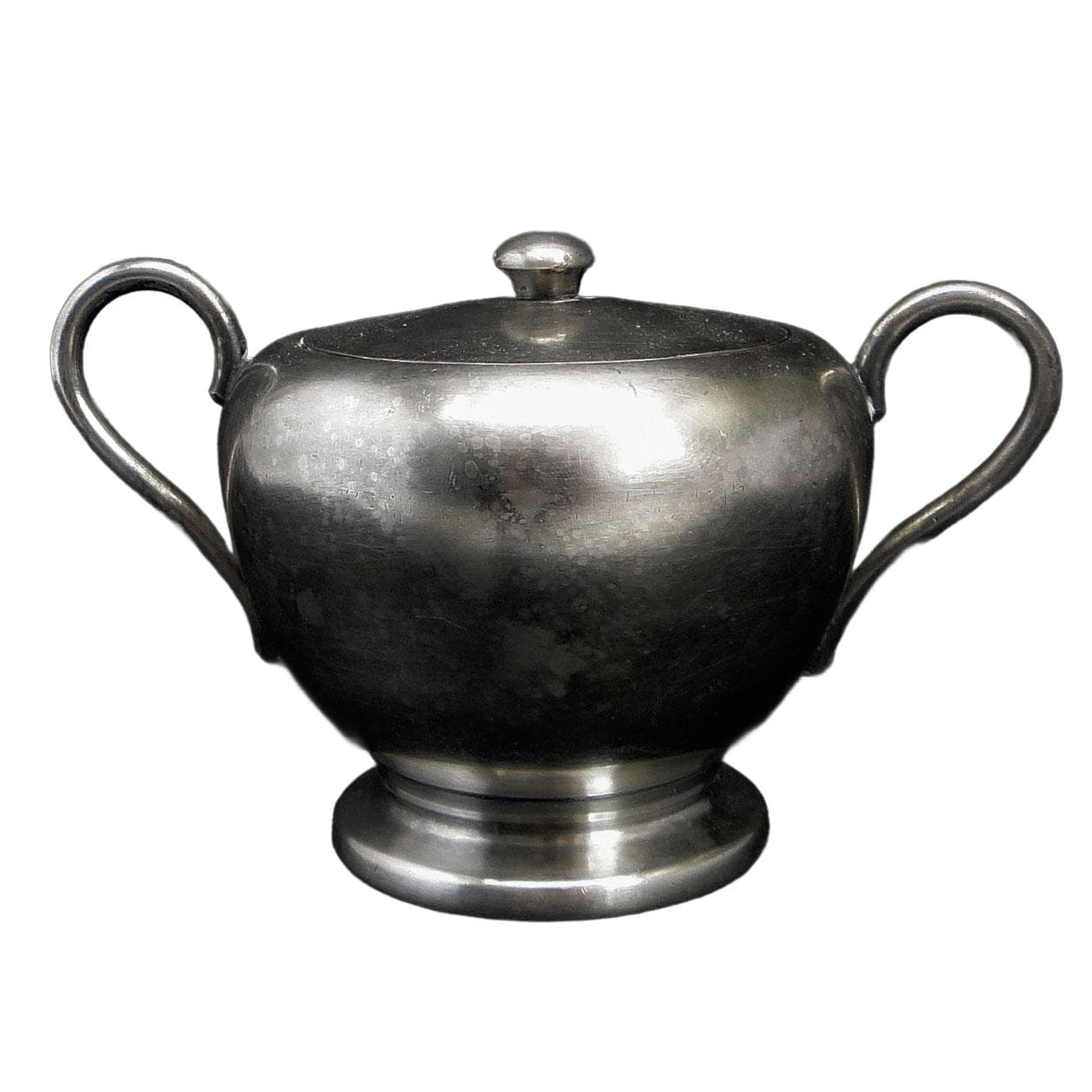 Art Deco sugar bowl, silver-plated brass, Poland, 1950s.