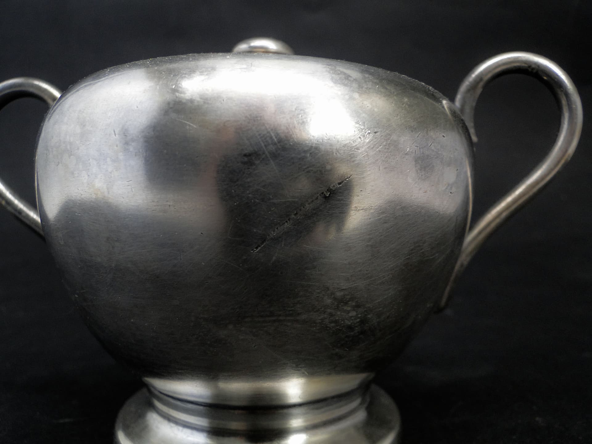 Art Deco sugar bowl, silver-plated brass, Poland, 1950s. - 188237