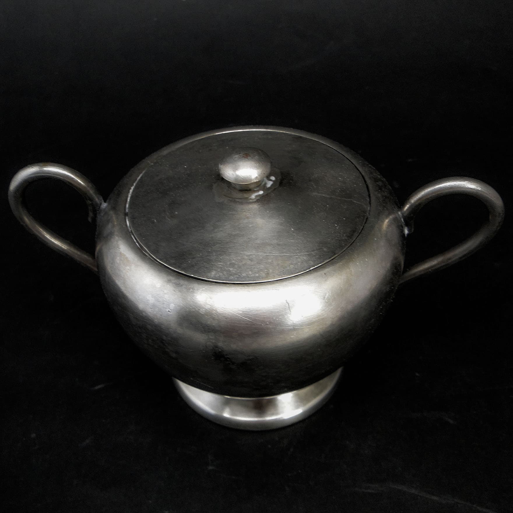 Art Deco sugar bowl, silver-plated brass, Poland, 1950s. - 188236