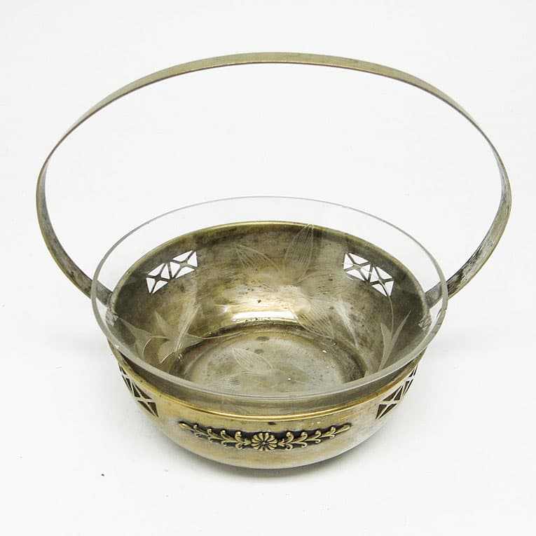 Cukiernica koszyczkowa Secesja, mosiądz srebrzony, Austria, lata 20. - 188250