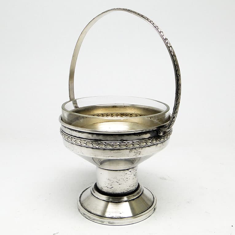 Cukiernica Art Deco, mosiądz srebrzony, kryształ, Polska, lata 30. - 188276