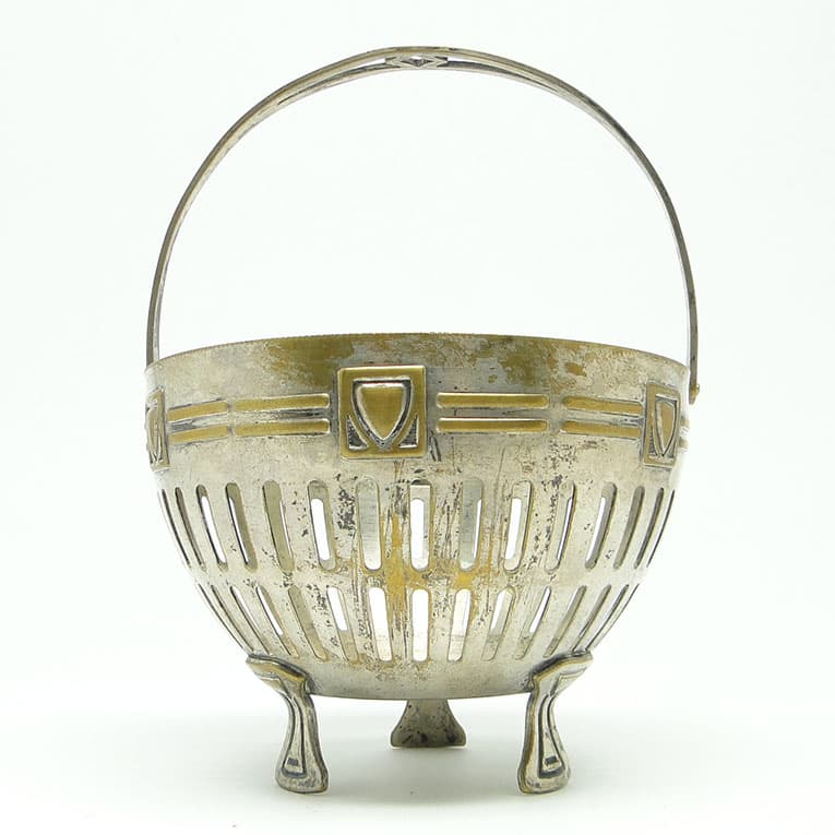 Cukiernica, Art Nouveau, mosiądz srebrzony, Szwecja, początek XX w. - 188313