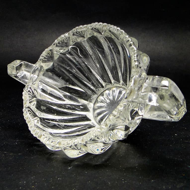 Cukiernica postmodernizm new look, szkło prasowane transparentne, Huta Hortensja, Polska, lata 70. - 188340