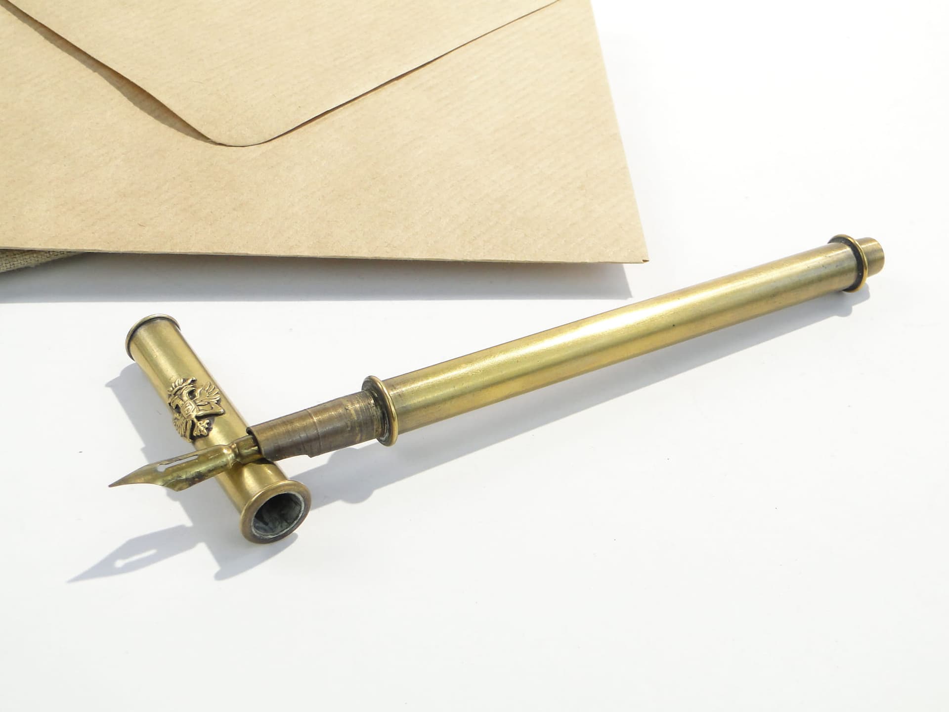 Neoclassical travel pen, dark brown, bronze, Russia, 19th century - 188324