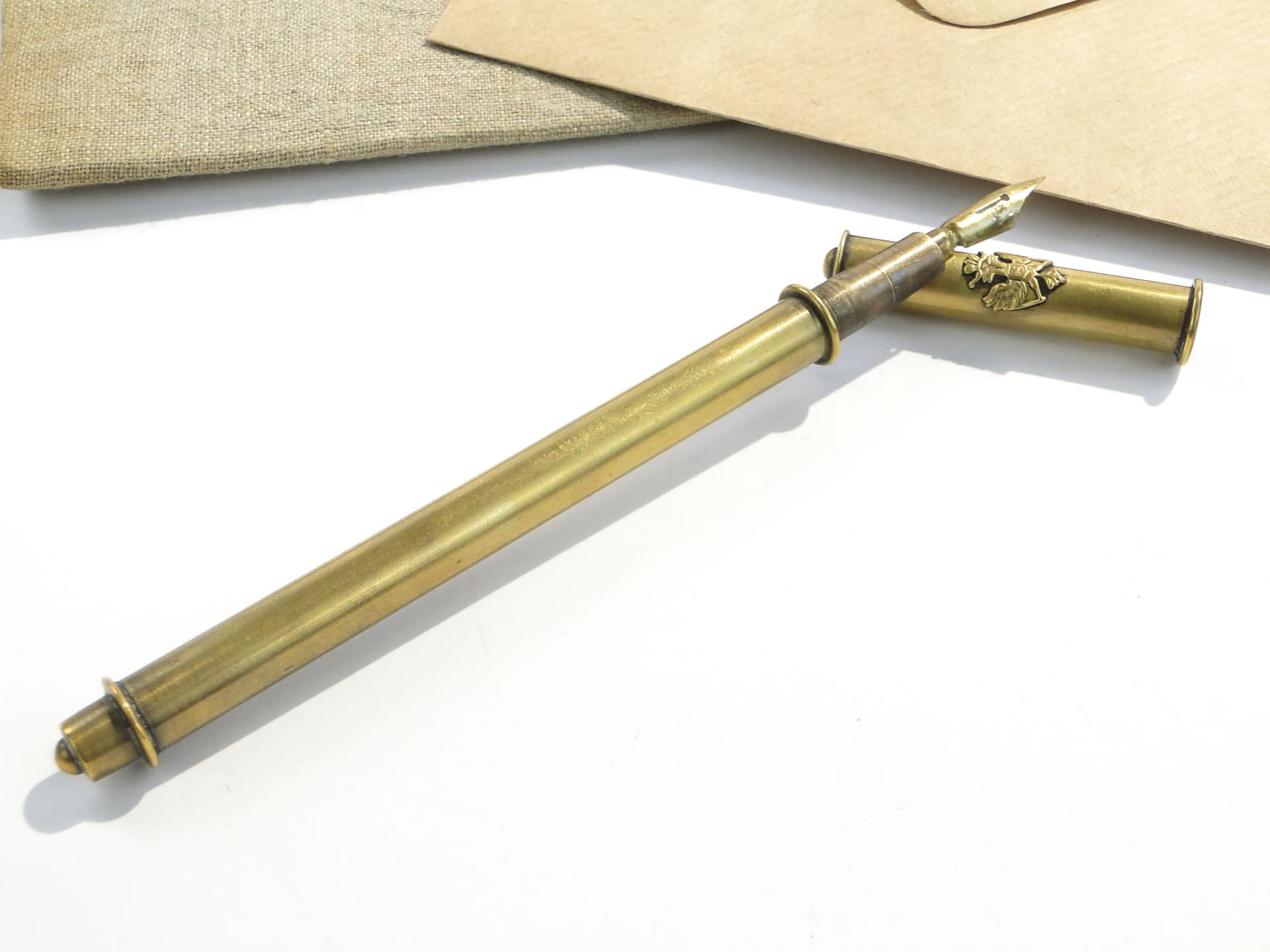 Neoclassical travel pen, dark brown, bronze, Russia, 19th century - 188323