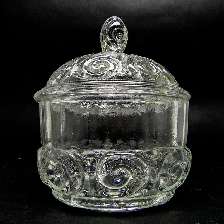 Sugar bowl, postmodernism new look, pressed glass, Poland, 1970s. - 188352