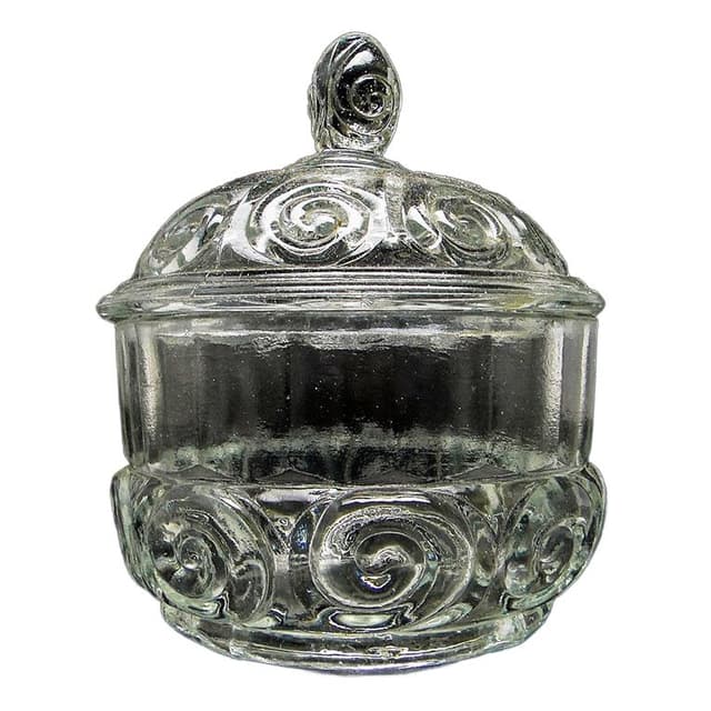 Sugar bowl, postmodernism new look, pressed glass, Poland, 1970s. - DIMENSION