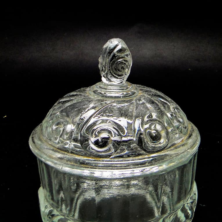 Sugar bowl, postmodernism new look, pressed glass, Poland, 1970s. - 188351