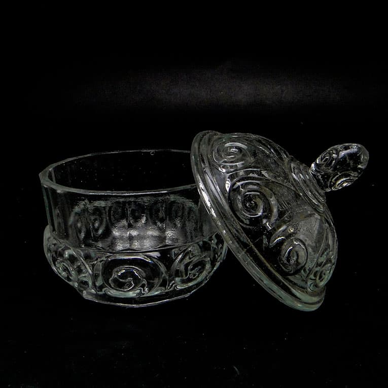 Sugar bowl, postmodernism new look, pressed glass, Poland, 1970s. - 188353