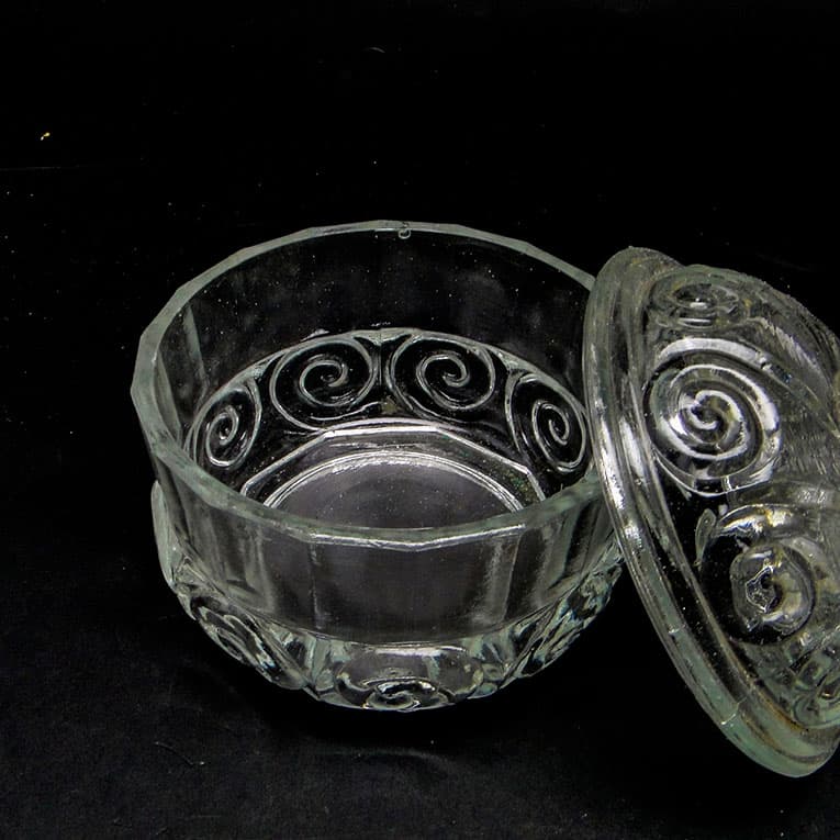 Sugar bowl, postmodernism new look, pressed glass, Poland, 1970s. - 188354