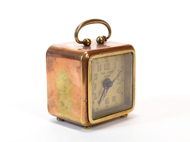 Zegar podróżny secesyjny, copper, mosiądz, Niemcy, XIX w. - 188412