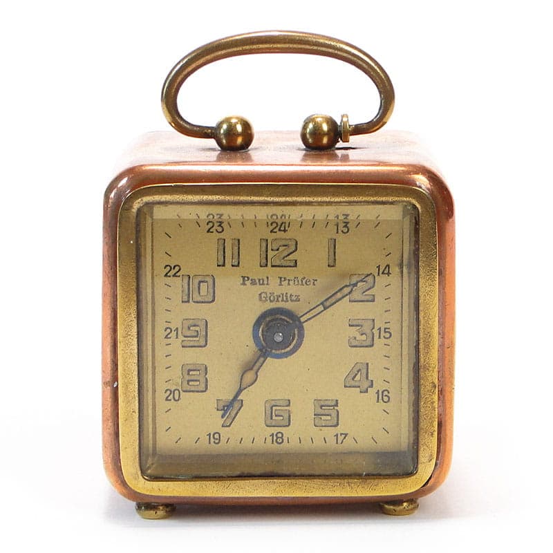 Zegar podróżny secesyjny, copper, mosiądz, Niemcy, XIX w. - 188414