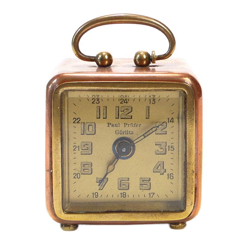 Zegar podróżny secesyjny, copper, mosiądz, Niemcy, XIX w. - 190975