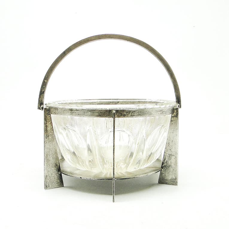 Cukiernica postmodernizm, szkło, mosiądz srebrzony, Polska, lata 70. - 188495