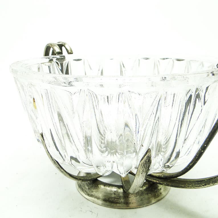 Cukiernica postmodernizm, szkło, mosiądz srebrzony, HEFRA, Polska, lata 70. - 188522