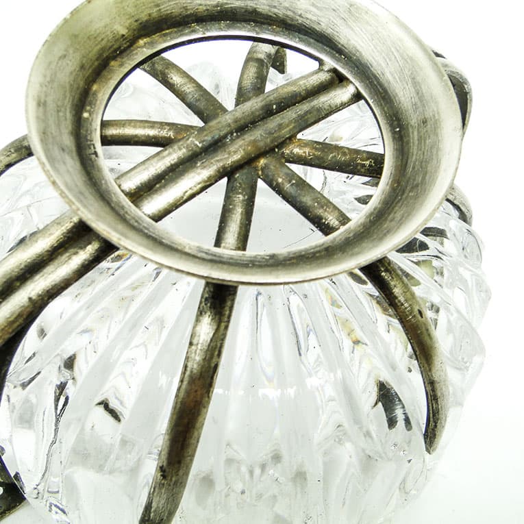 Cukiernica postmodernizm, szkło, mosiądz srebrzony, HEFRA, Polska, lata 70. - 188524