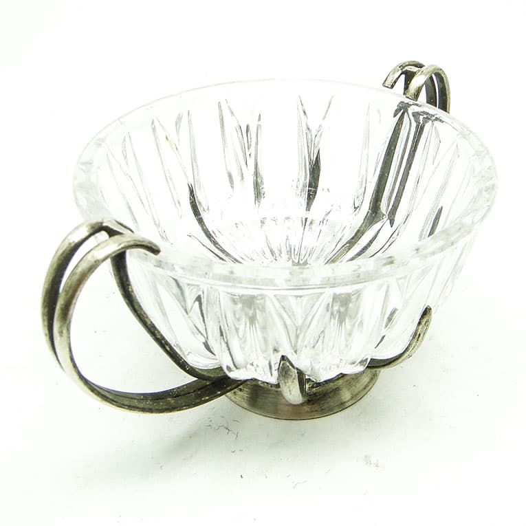 Cukiernica postmodernizm, szkło, mosiądz srebrzony, HEFRA, Polska, lata 70. - 188521