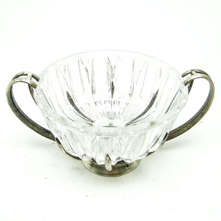 Cukiernica postmodernizm, szkło, mosiądz srebrzony, HEFRA, Polska, lata 70. - 188520