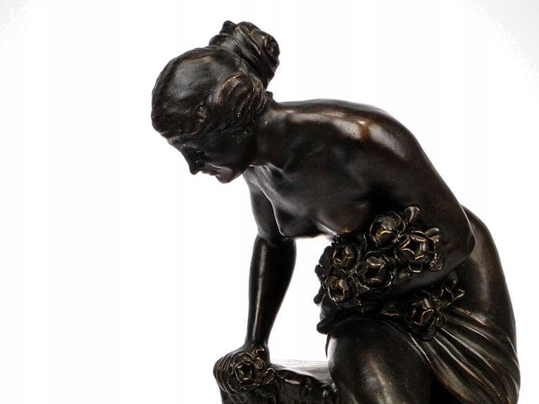 Zegar figuralny secesyjny, brązowy ciemny, ceramika, Austria, XIX w. - 188550