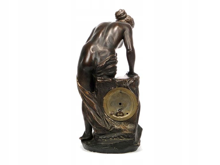 Zegar figuralny secesyjny, brązowy ciemny, ceramika, Austria, XIX w. - 188547