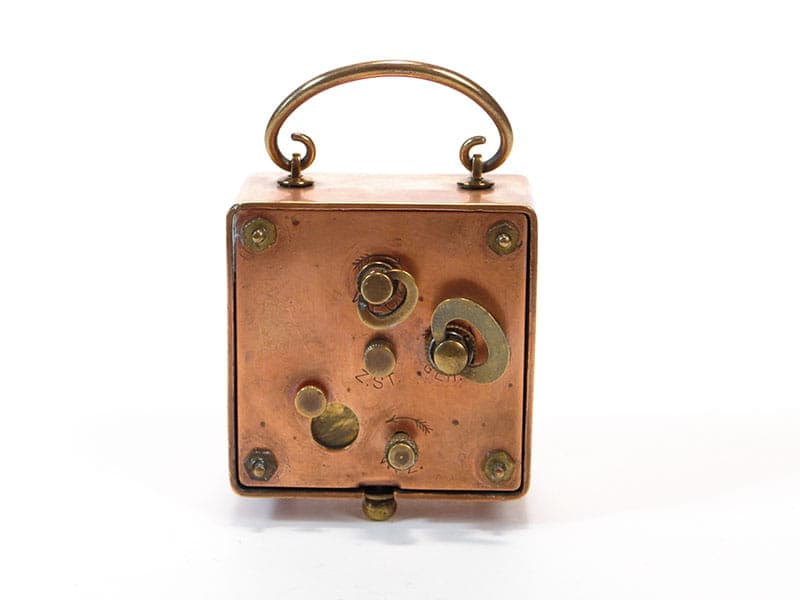 Zegar podróżny miniaturowy, miedź, Niemcy, początek XX w. - 188588
