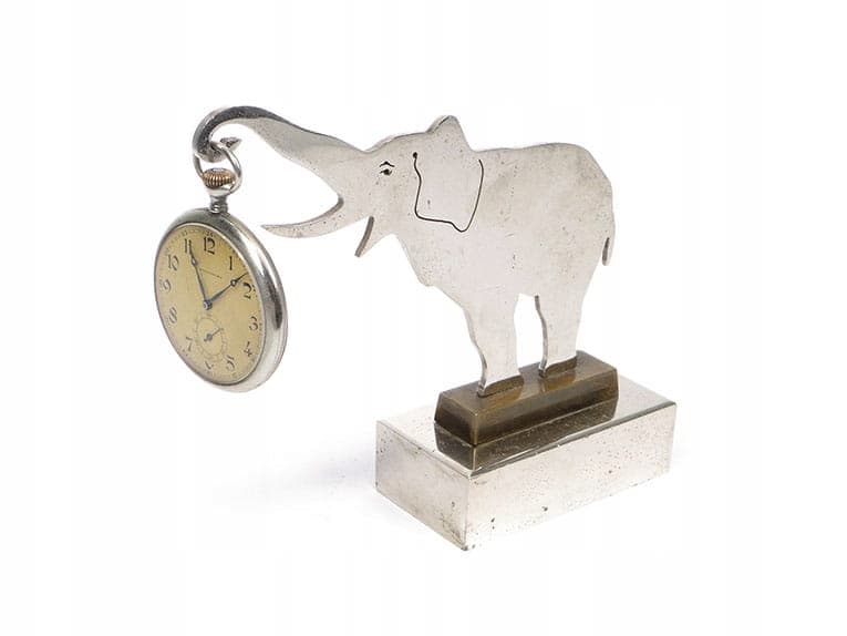 Postument na zegarek kieszonkowy Art Deco, srebrny, metal chromowany, Austria, lata 20. - 188623