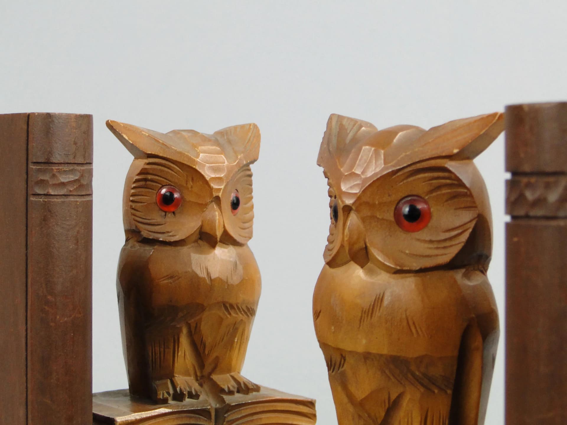 Para podpórek do książek, sowy, brązowy, drewno, Niemcy, lata 20. - 13099