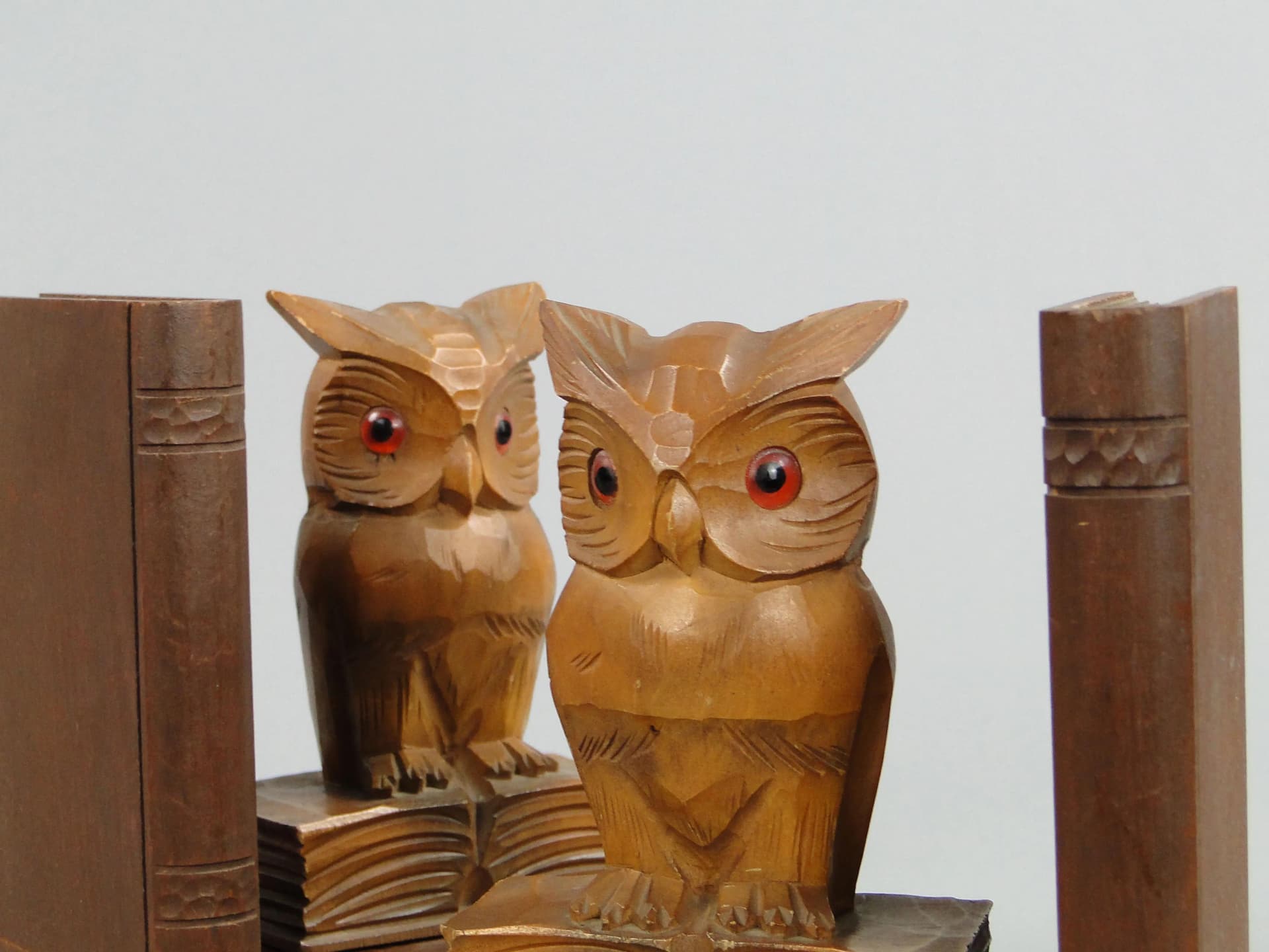 Para podpórek do książek, sowy, brązowy, drewno, Niemcy, lata 20. - 13098