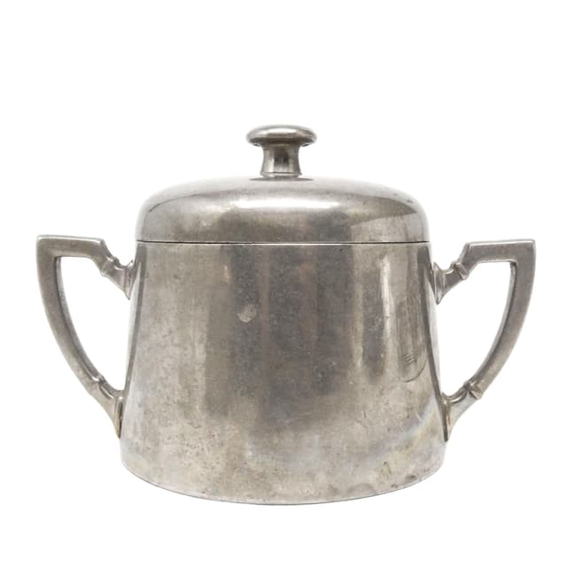 Art Deco sugar bowl, silver-plated brass, Germany, 1920s. - DIMENSION