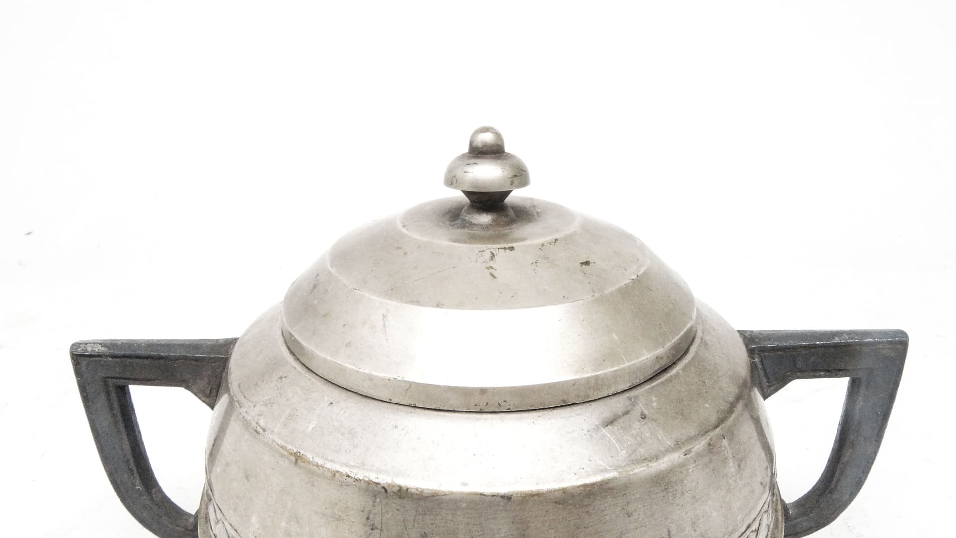 Art Deco sugar bowl, silver-plated brass, pewter, Belgium, 1920s. - 188861