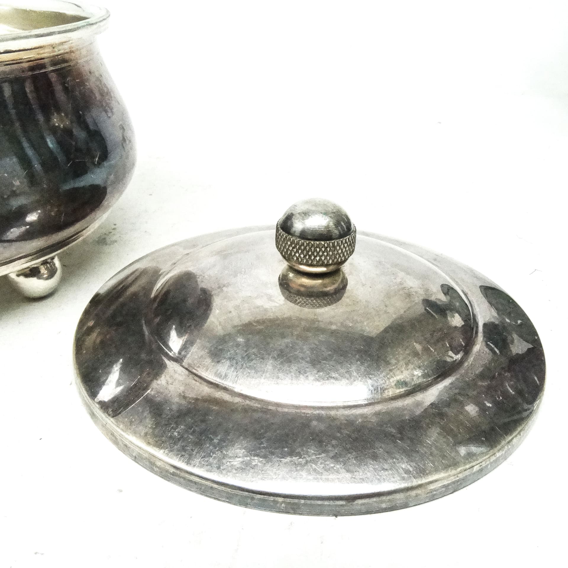 Cukiernica, Art Deco, mosiądz srebrzony, Belgia, lata 30. - 188897