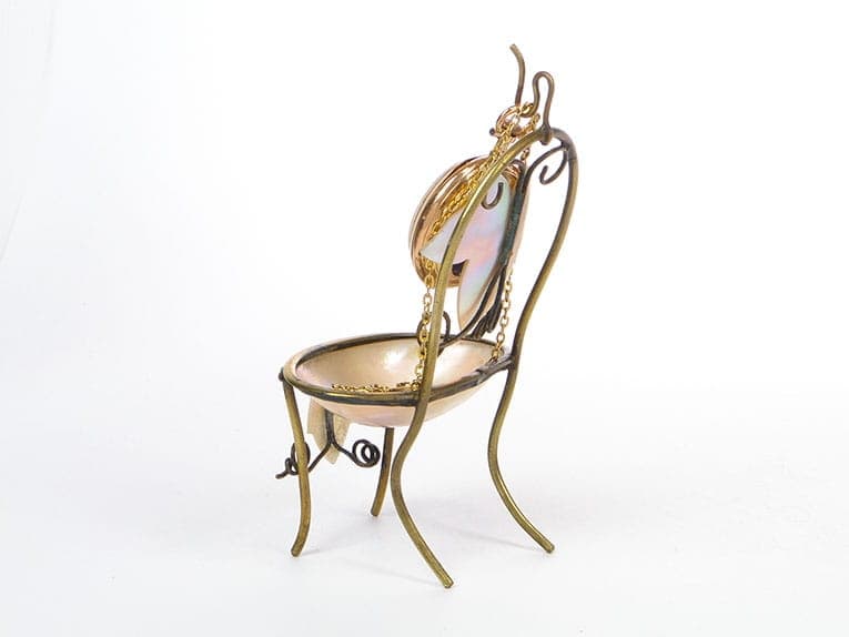 Postument na zegarek kieszonkowy, złocony mosiądz, muszla, Austria, XIX wiek - 188966