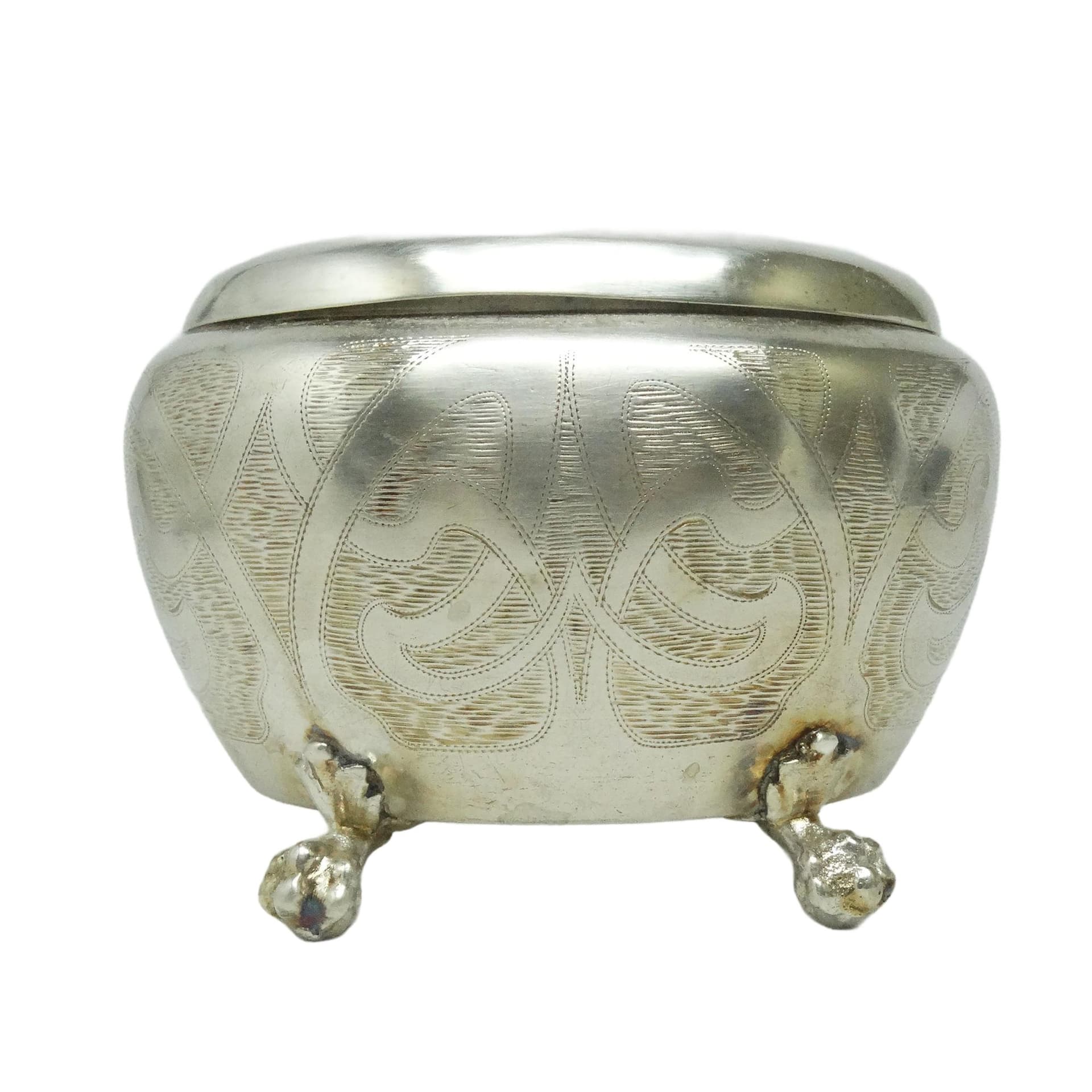 Art Nouveau sugar bowl, silver-plated brass, Belgium, 19th c.