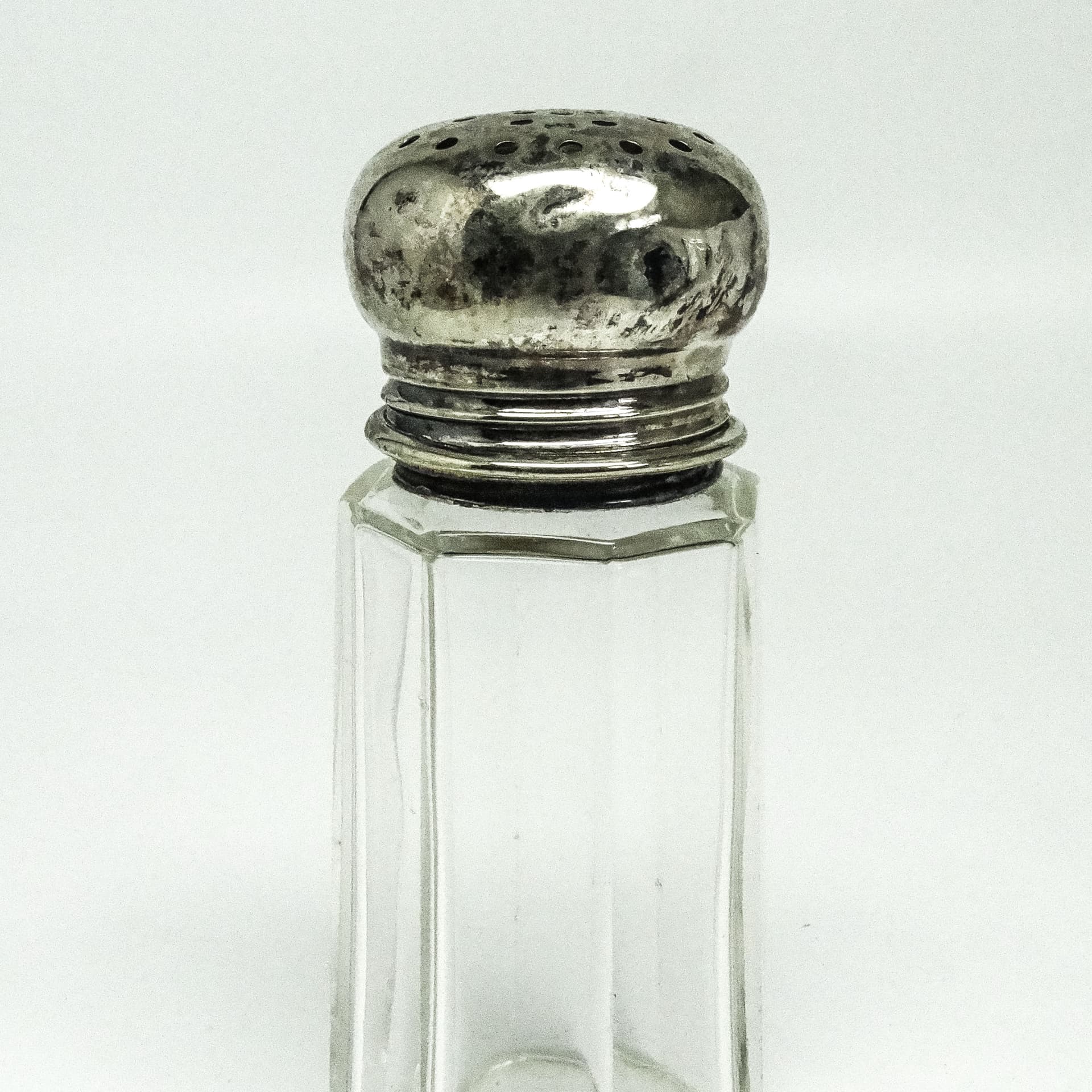 Cukiernica do cukru pudru Art Deco, szkło, mosiądz srebrzony, Belgia, lata 30. - 189066