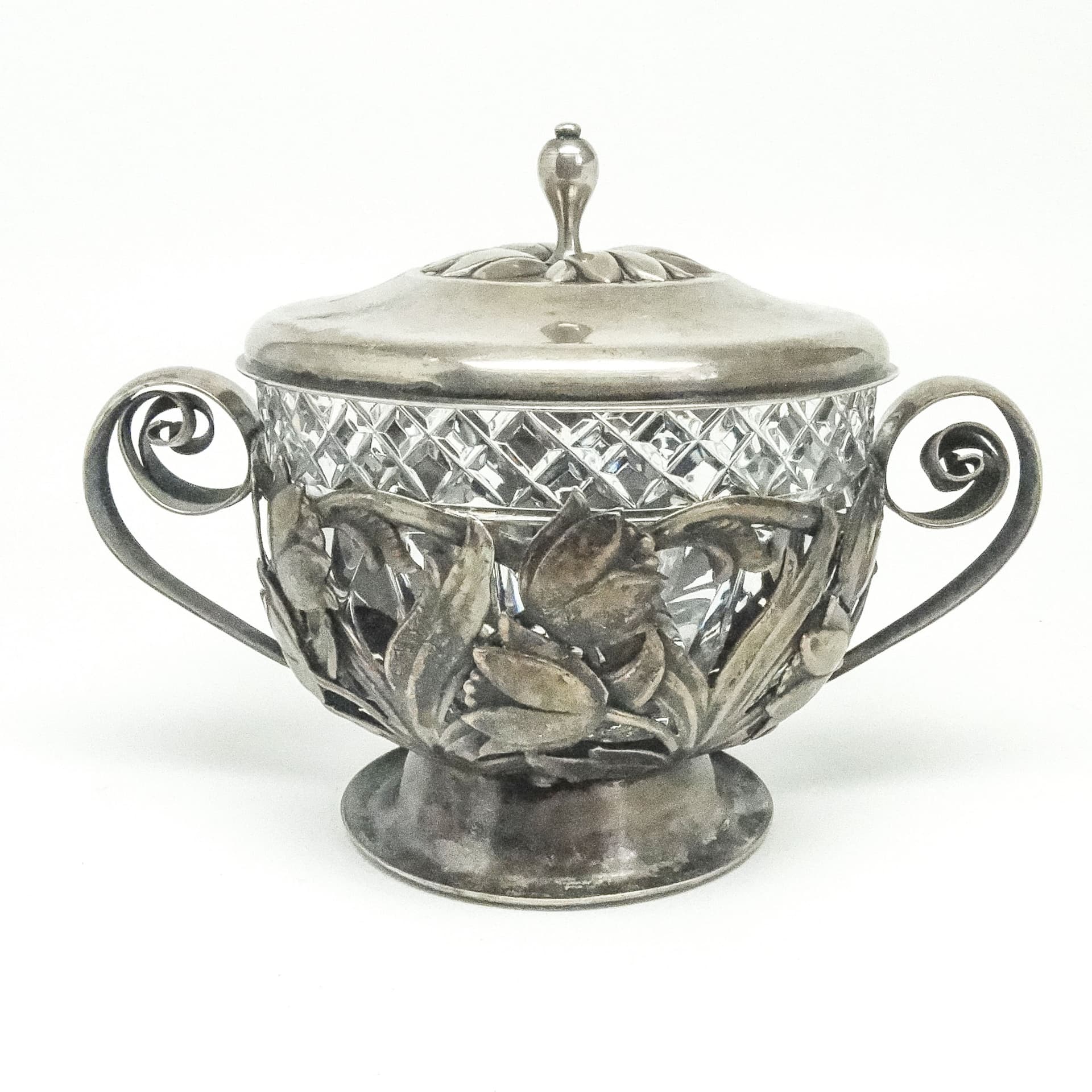 Cukiernica Art Nouveau, mosiądz srebrzony, Polska, lata 20. - 189099