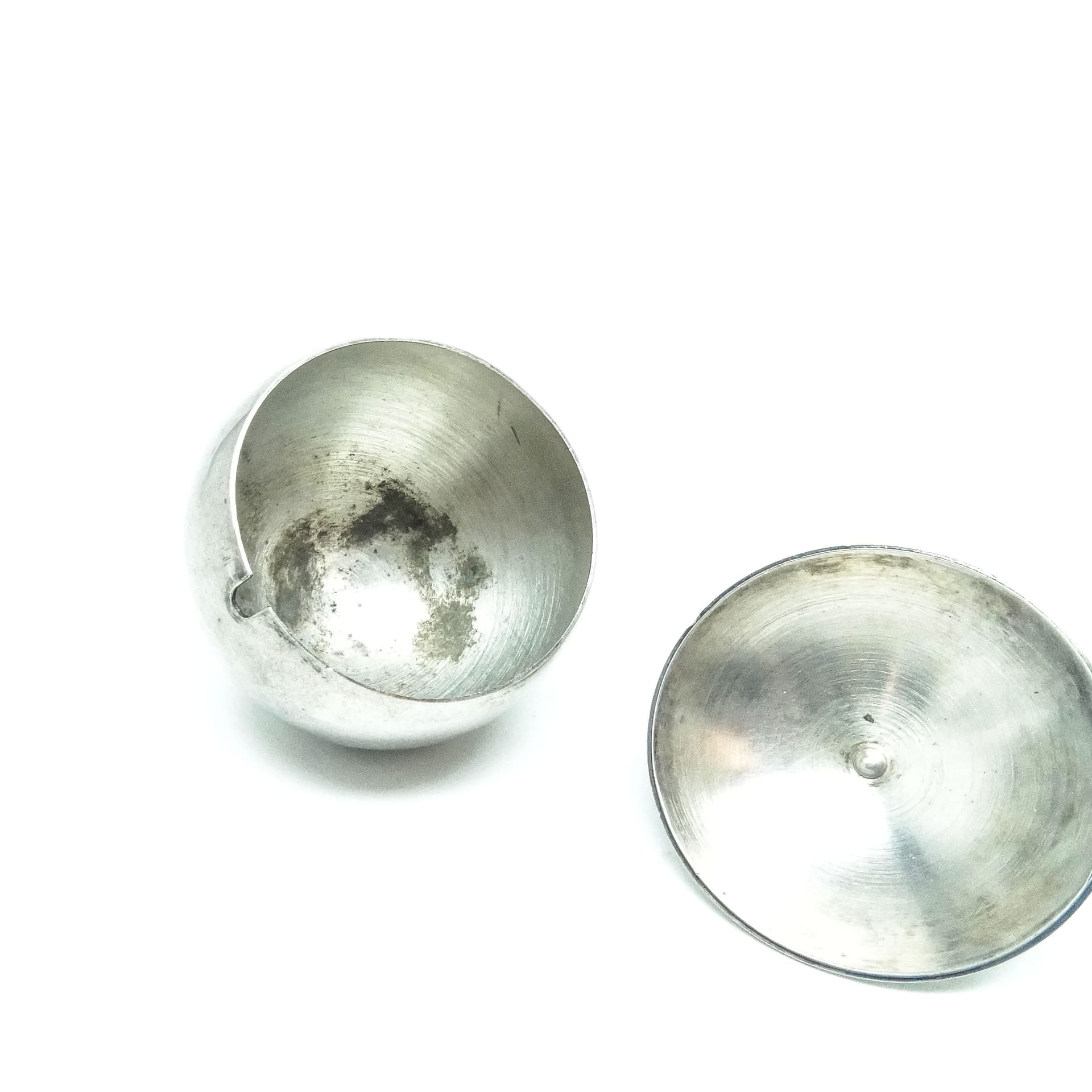 Mid-century modern sugar bowl, silver-plated brass, HEFRA, Poland, 1960s. - 189174