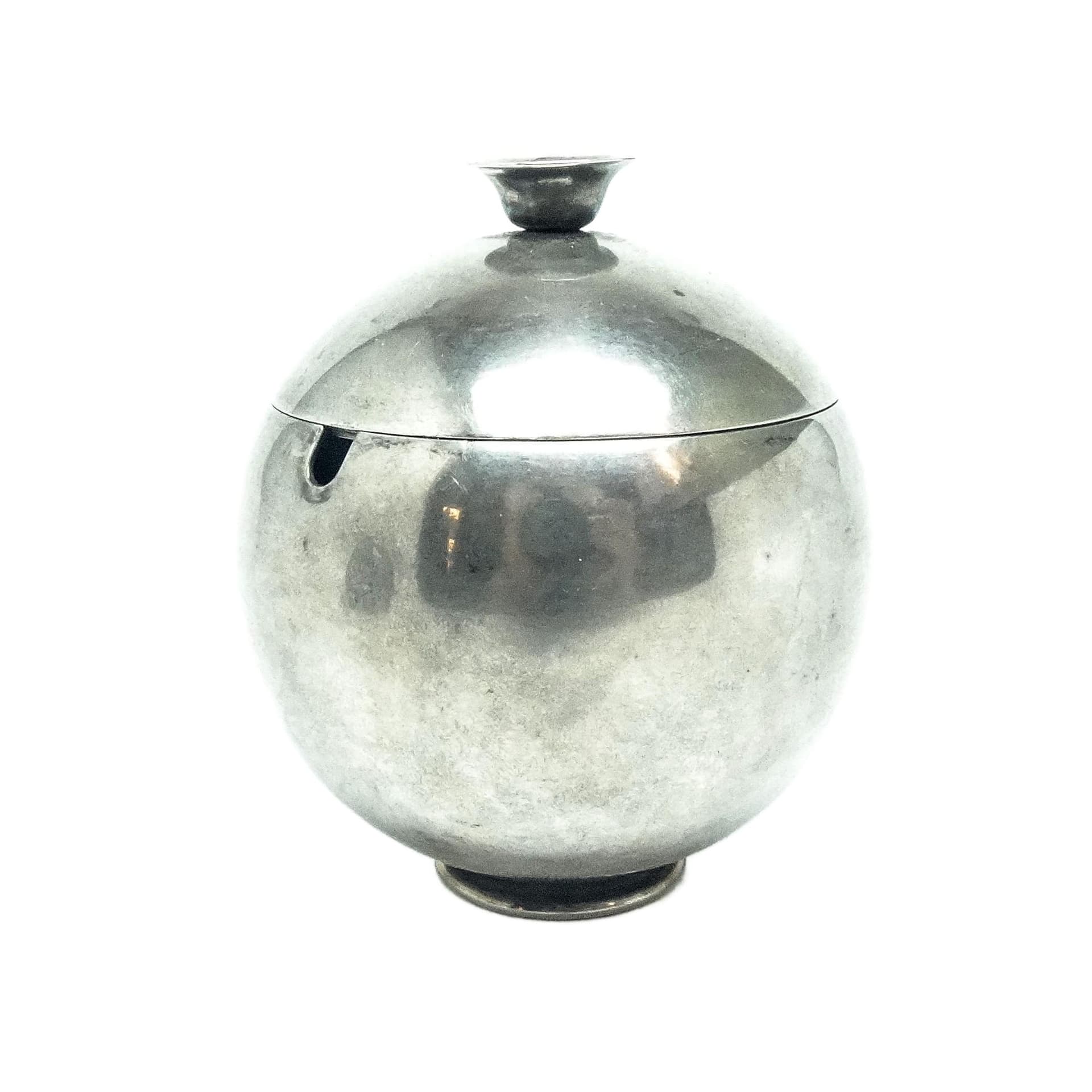 Mid-century modern sugar bowl, silver-plated brass, HEFRA, Poland, 1960s. - 193190