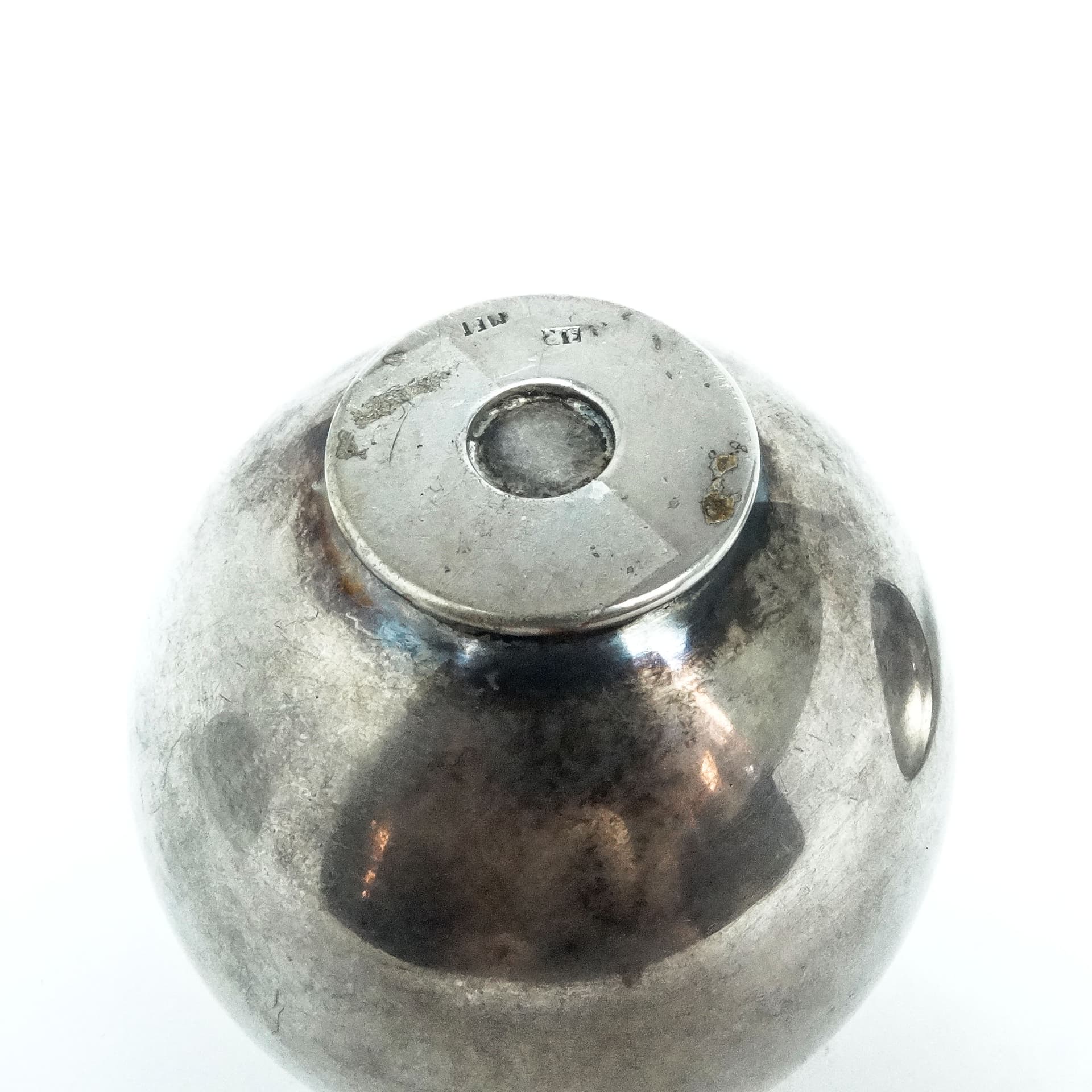 Mid-century modern sugar bowl, silver-plated brass, HEFRA, Poland, 1960s. - 189175