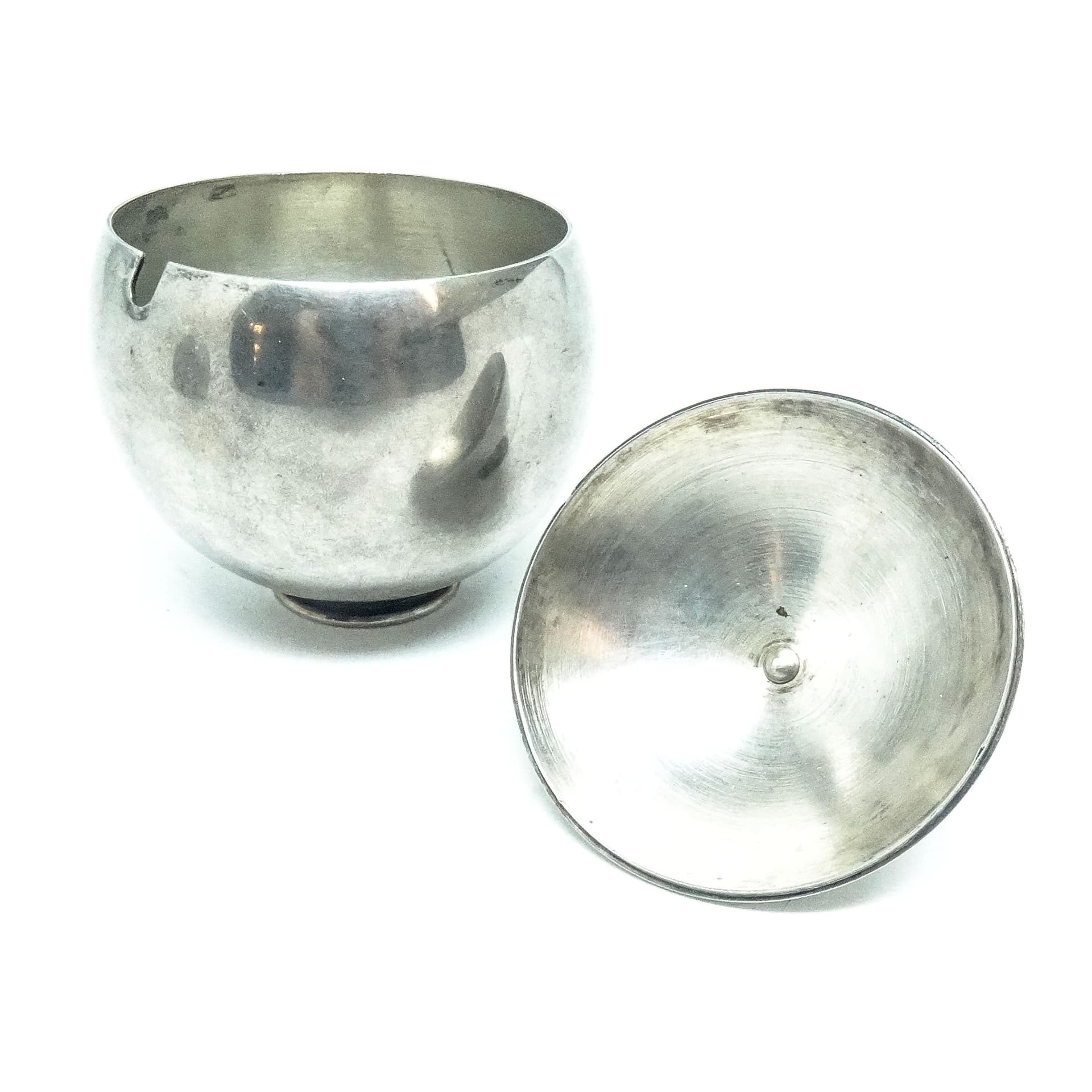 Mid-century modern sugar bowl, silver-plated brass, HEFRA, Poland, 1960s. - 189173