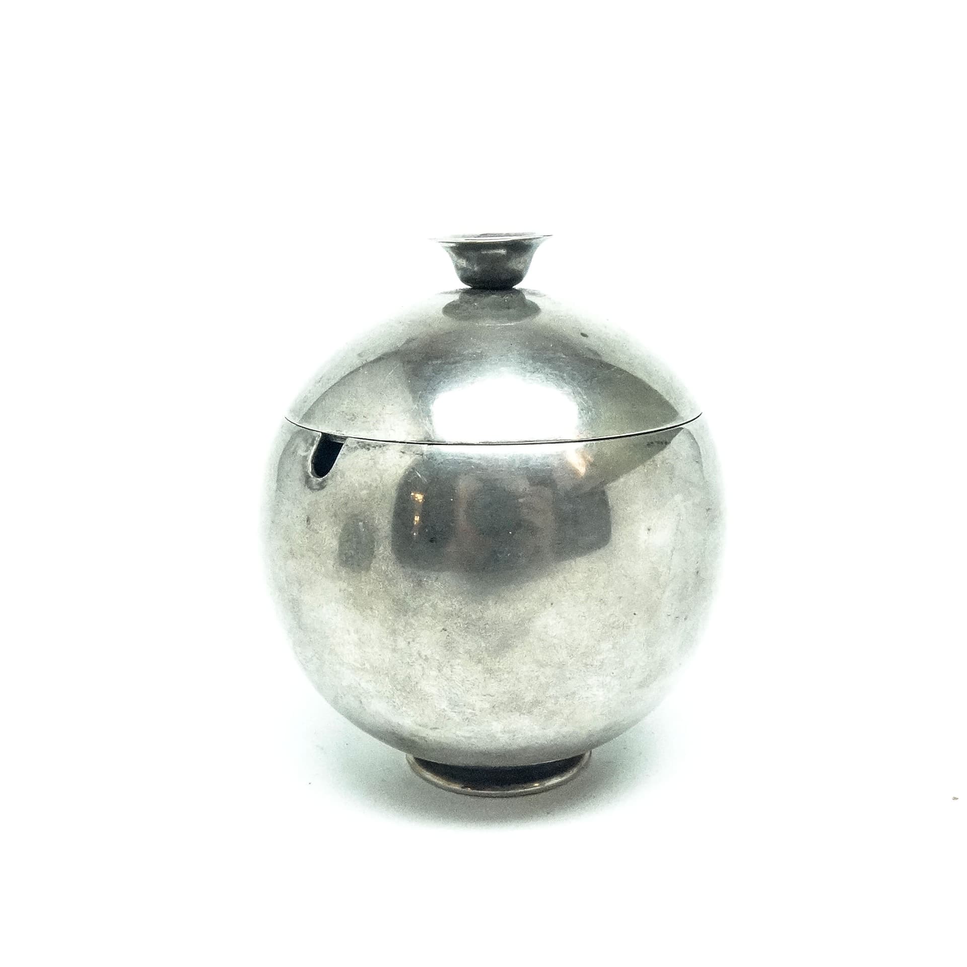 Mid-century modern sugar bowl, silver-plated brass, HEFRA, Poland, 1960s. - 189170