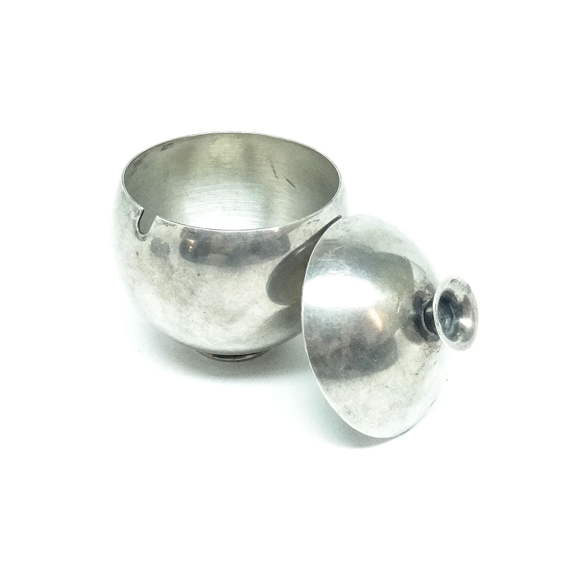 Mid-century modern sugar bowl, silver-plated brass, HEFRA, Poland, 1960s. - 189172