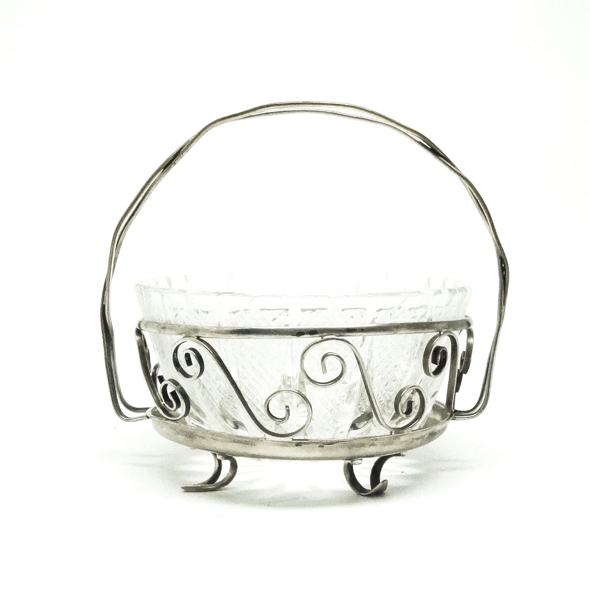 Postmodernist sugar bowl, glass, silver-plated brass, Poland, 1970s. - 189207