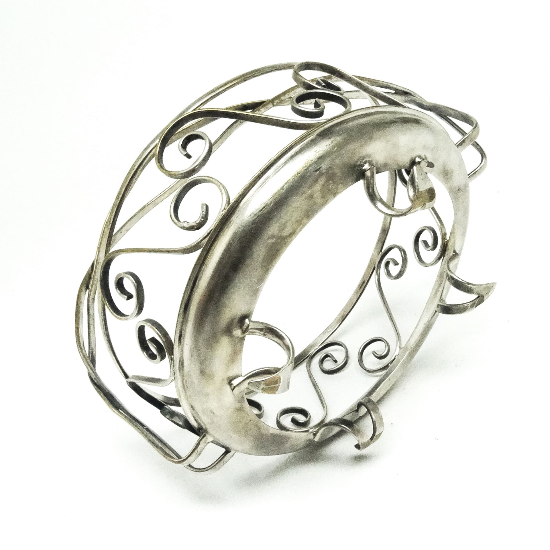 Postmodernist sugar bowl, glass, silver-plated brass, Poland, 1970s. - 189212