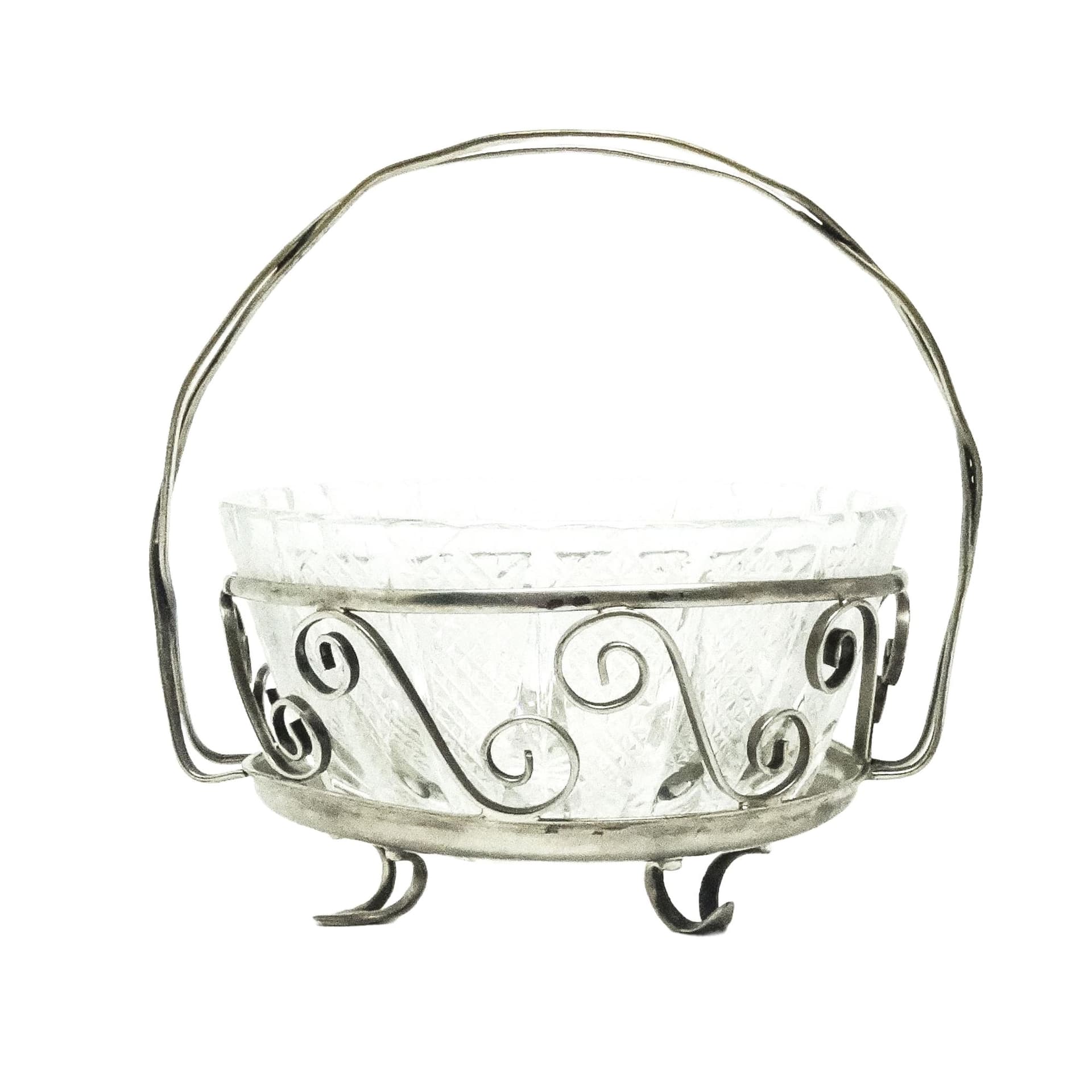 Postmodernist sugar bowl, glass, silver-plated brass, Poland, 1970s. - 193259