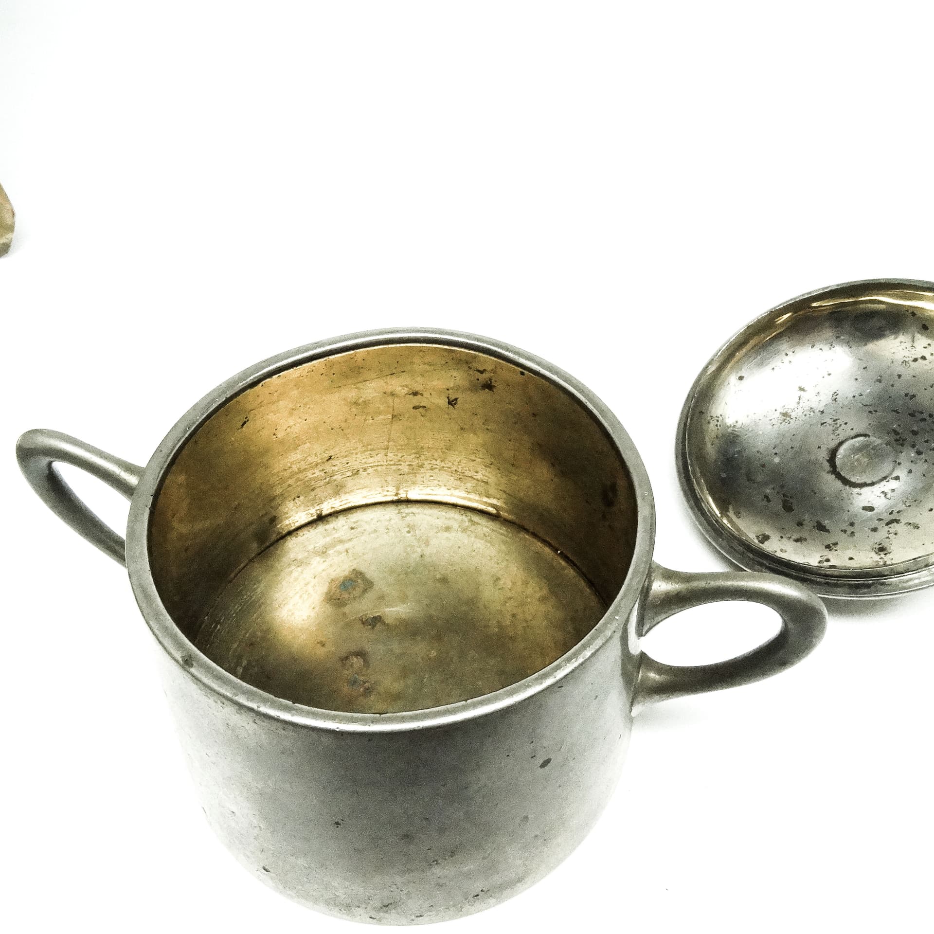 Art Deco sugar bowl, silver-plated brass, Poland, 1920s. - 189328