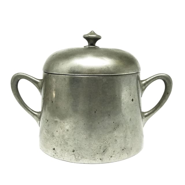 Art Deco sugar bowl, silver-plated brass, Poland, 1920s. - DIMENSION