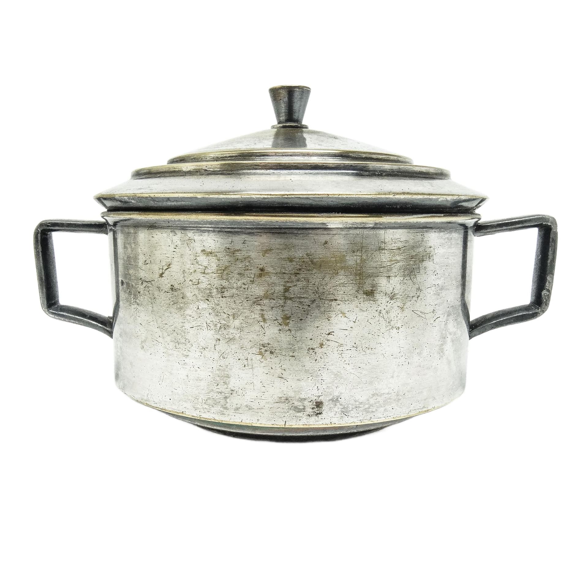 Art Deco sugar bowl, silver-plated brass, Poland, 1930s.