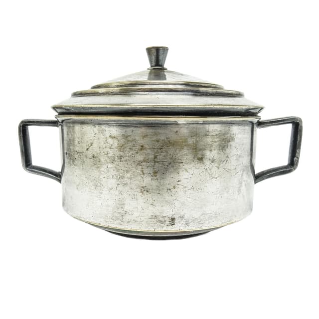 Art Deco sugar bowl, silver-plated brass, Poland, 1930s. - DIMENSION
