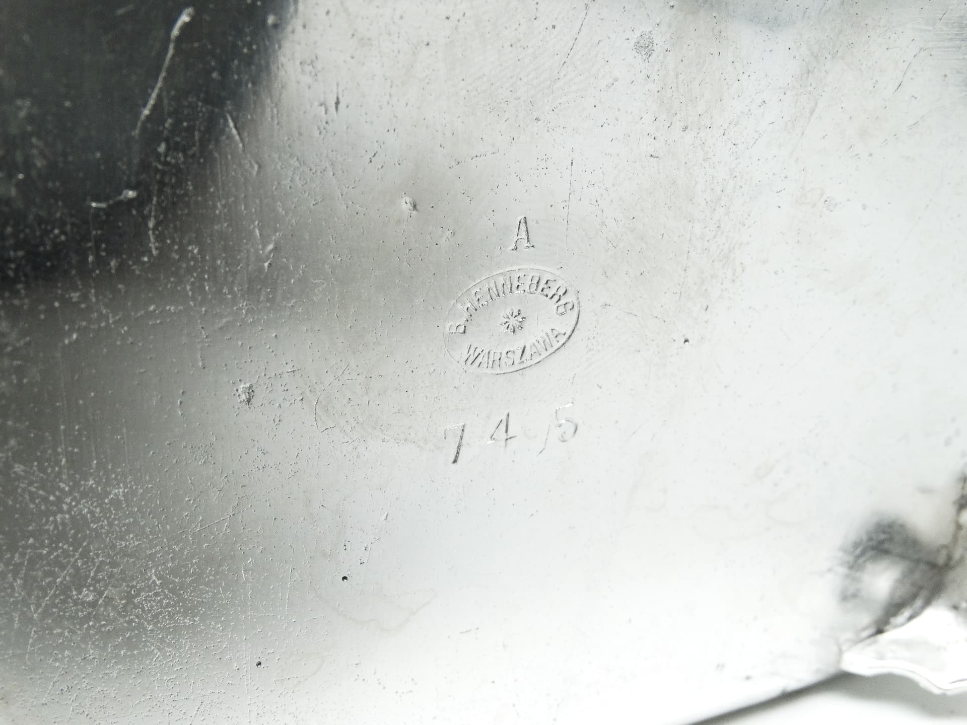 Cukiernica Secesja, mosiądz srebrzony, Bracia Henneberg, Polska, lata 20. - 189467